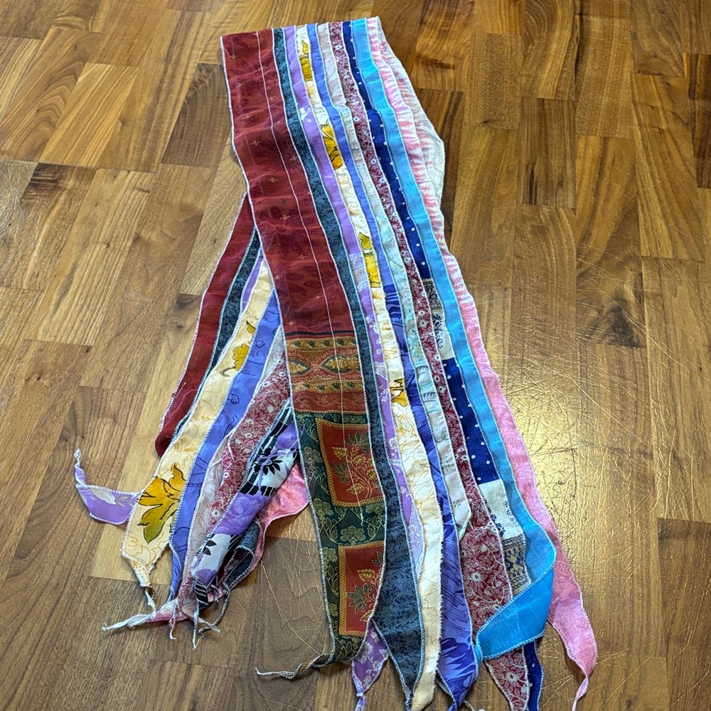 Bohemian Multi-Striped Patchwork Scarf - image 1